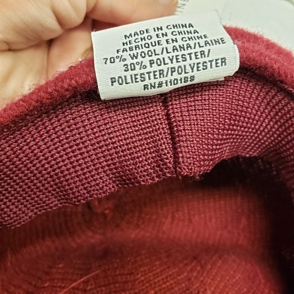 Nine West Womens Hat Cap 70% Wool 30% Polyester Maroon Cranberry New - Picture 9 of 9